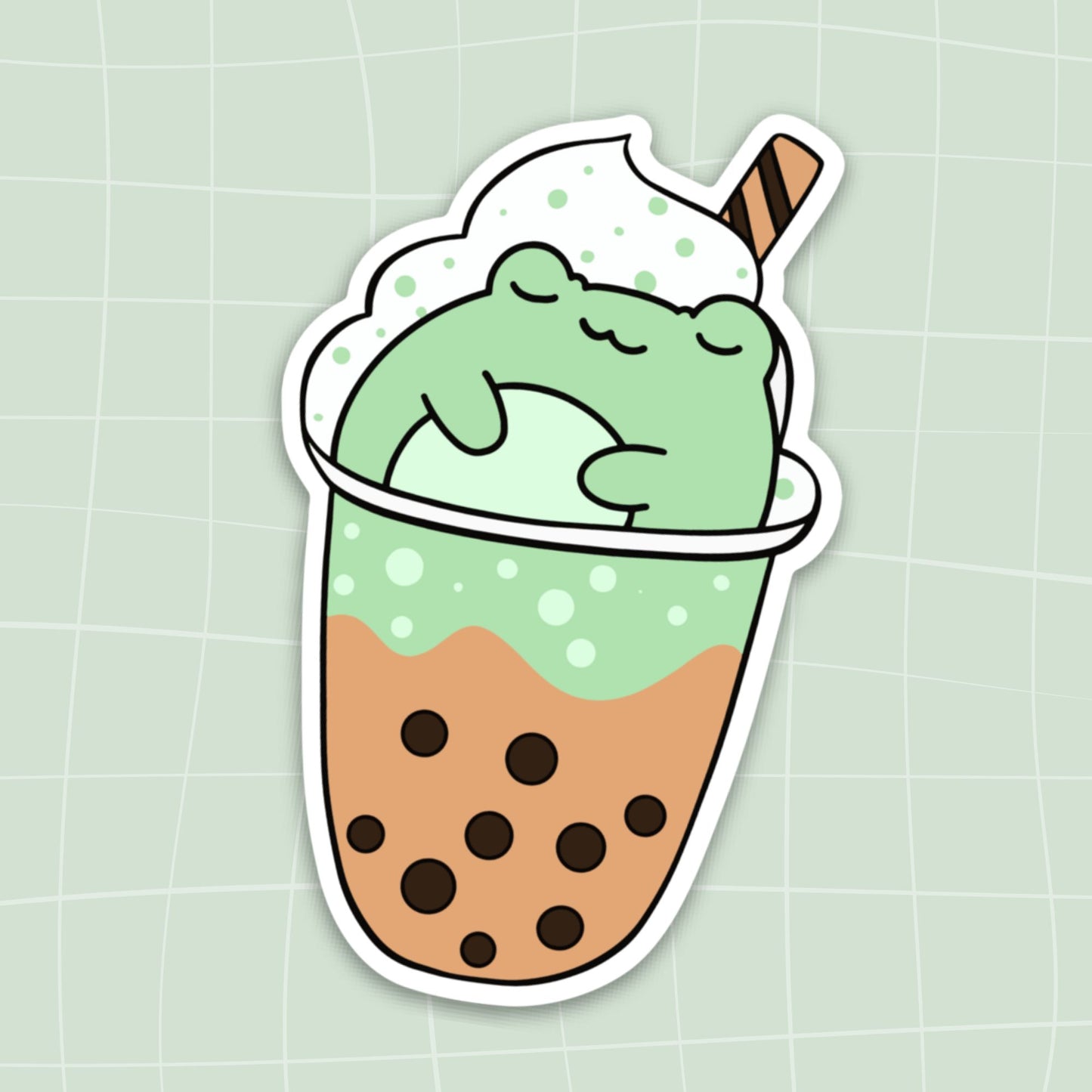 Matcha Boba Frog Sticker