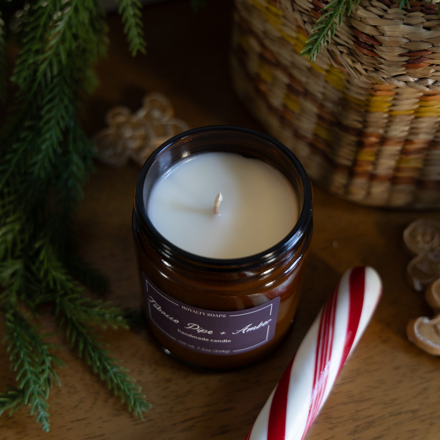Tobacco Pipe + Amber Soy Candle