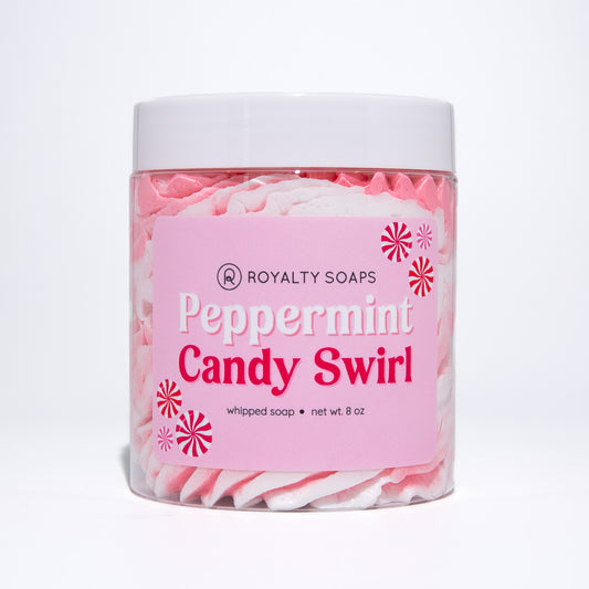 Peppermint Candy Swirl 8oz Whipped Soap